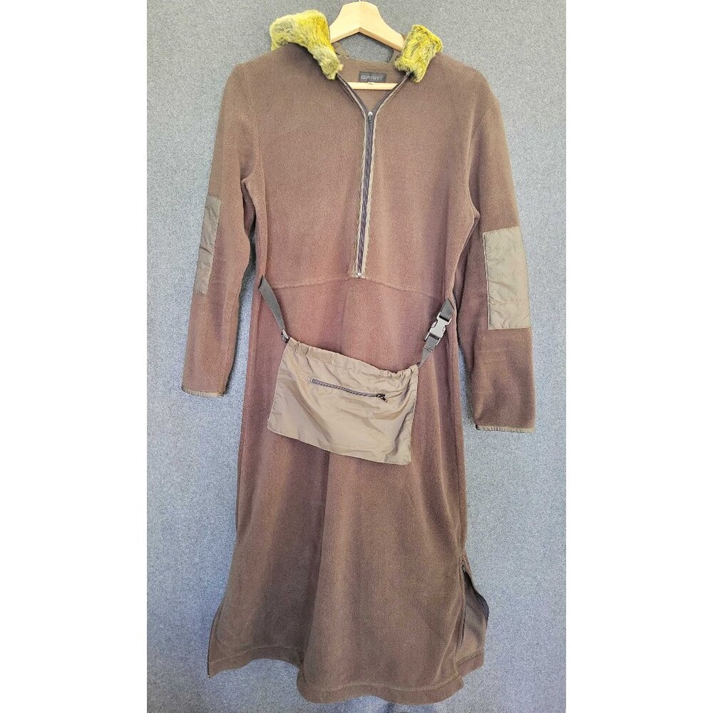 Grant EU 42 Fleece Faux Fur Trim Hooded Dress Pouch Cabincore Outdoor Nature